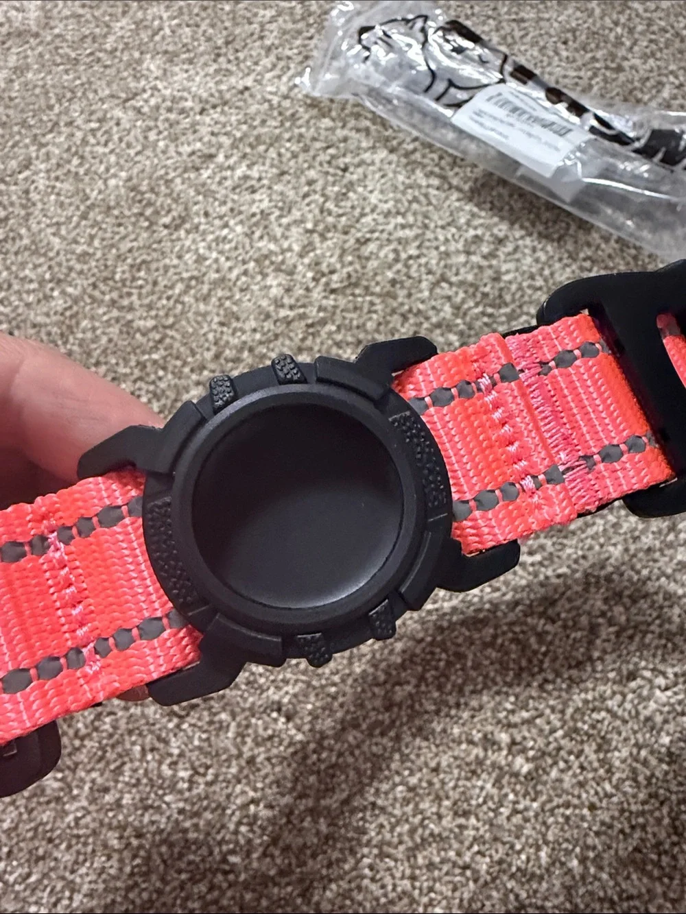 Reflective Hot Pink Dog Collar with AirTag holder